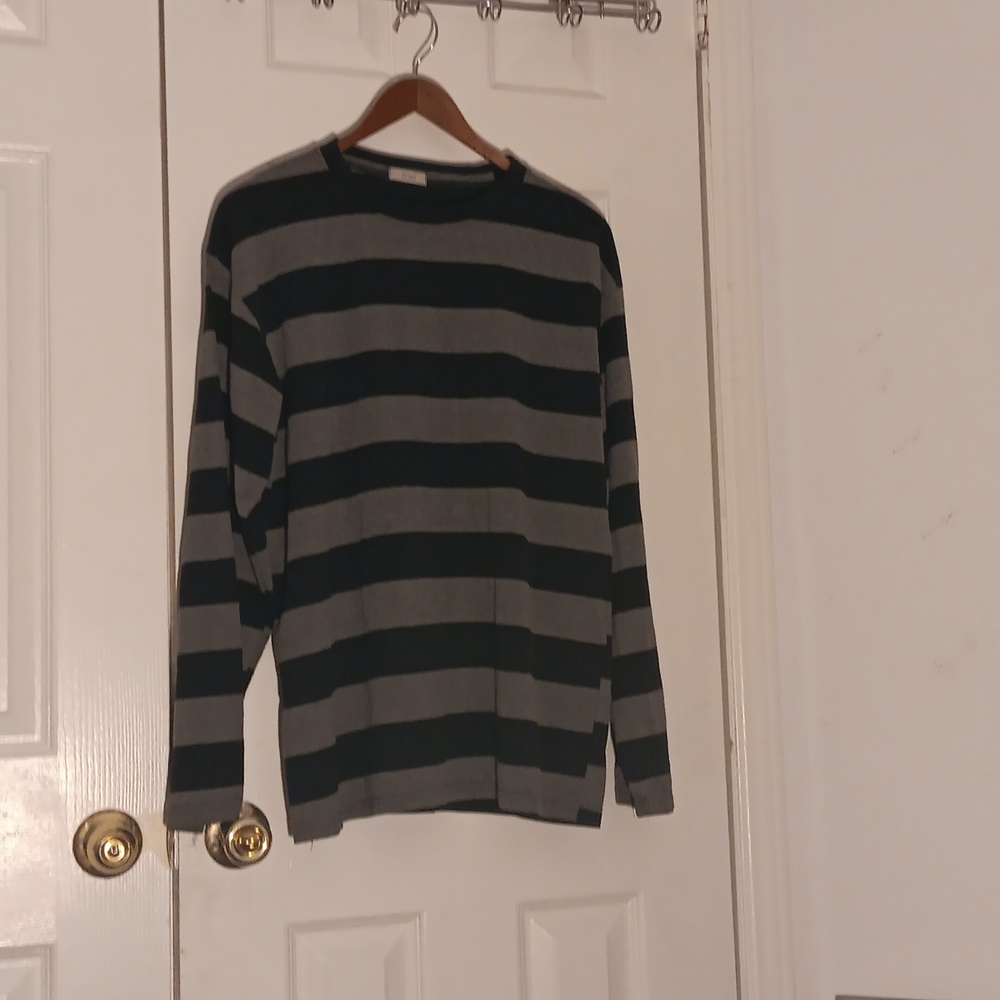 Toms Black and Gray Striped Long Sleeve Tee